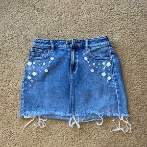 Pacsun flower jean skirt